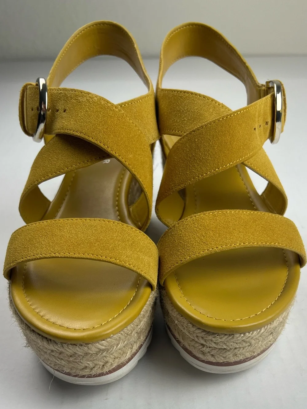 Marc Fisher MF Zain Leather-Suede Espadrille Wedge Sandals